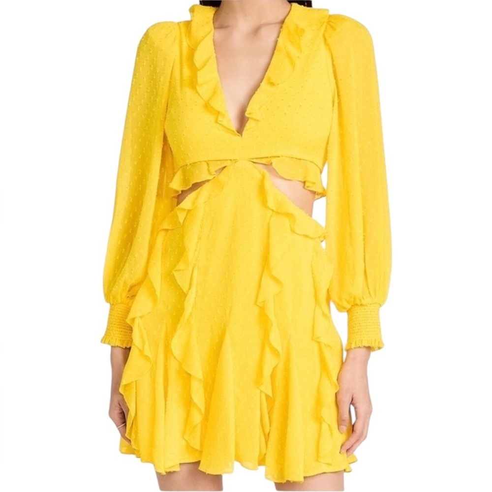 Alice + Olivia Mitzi Combo Cutout Godet Mini Dress Sunbeam